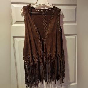 Suede fringe vest and skirt